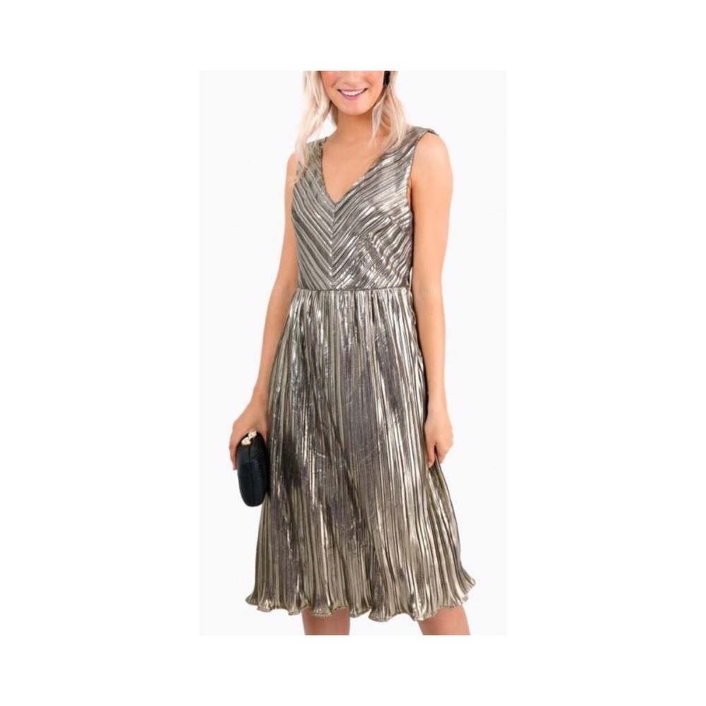 Ark & Co • Metallic Pleated Dress